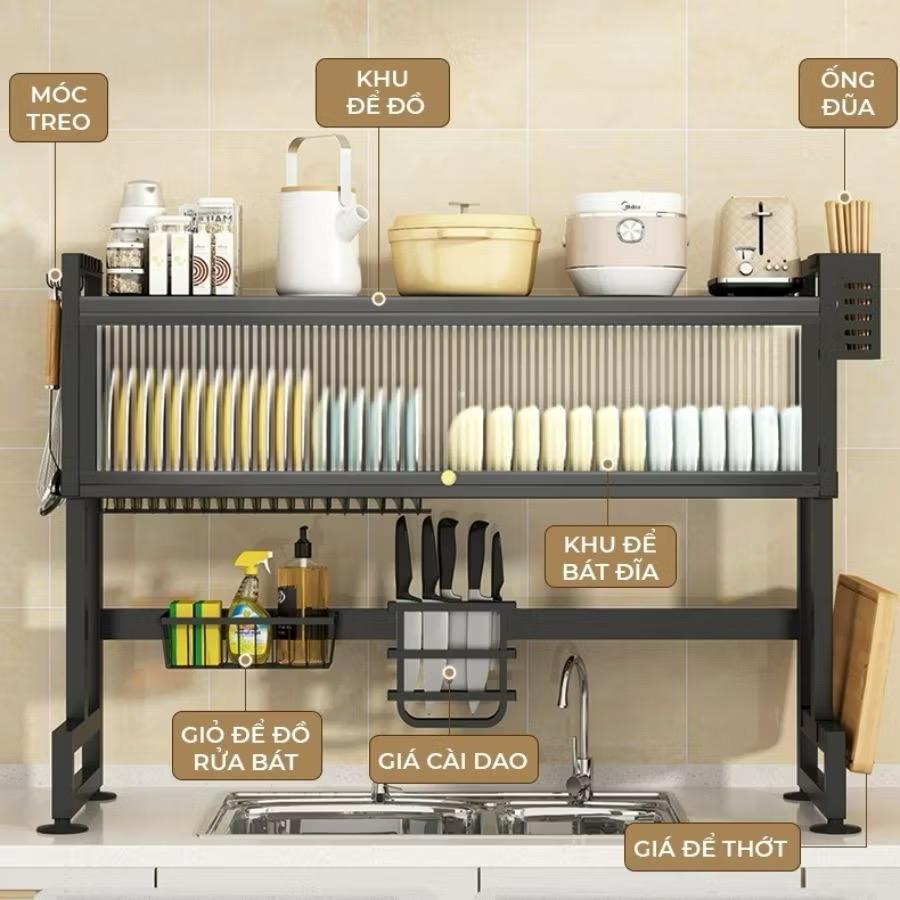 Kệ Bát Nắp Đậy VANDO – Chống Bụi, Chống Mốc