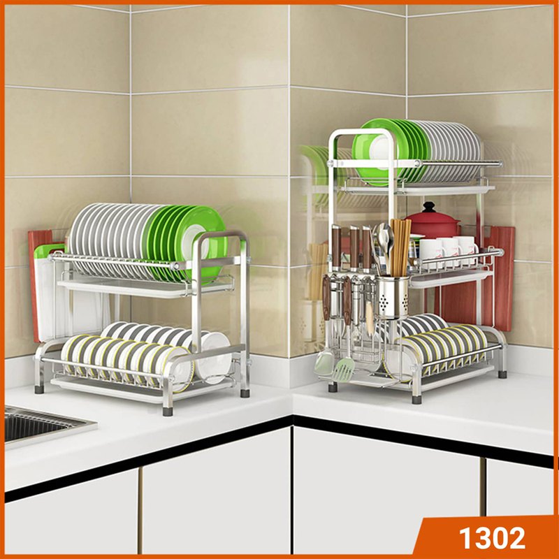 Kệ Để Chén Đĩa Inox chính hãng VANDO Giá Bát Nhỏ Có Khay Hứng Nước 6183