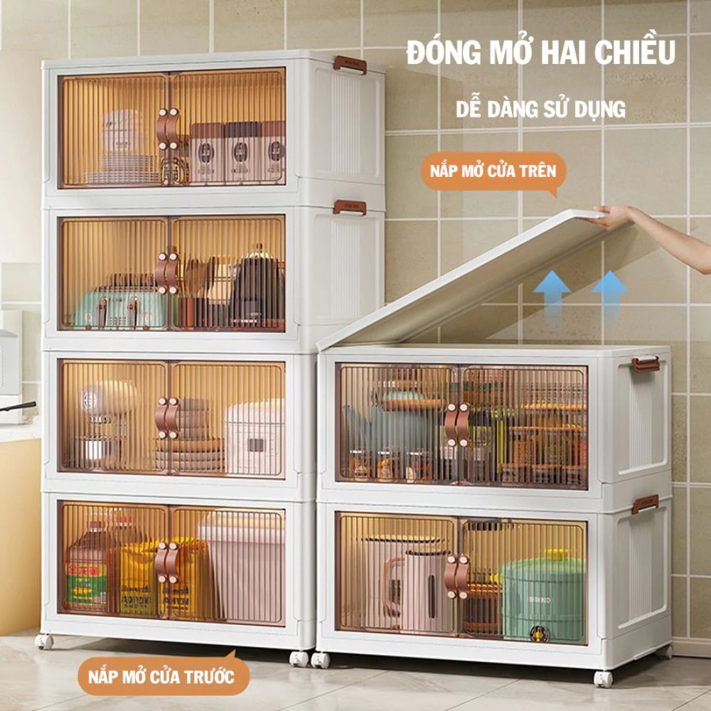 Tủ Nhựa Gấp Gọn Tiện Lợi Có Bánh Xe Di Chuyển 360 Độ, Freeship, 50% Off